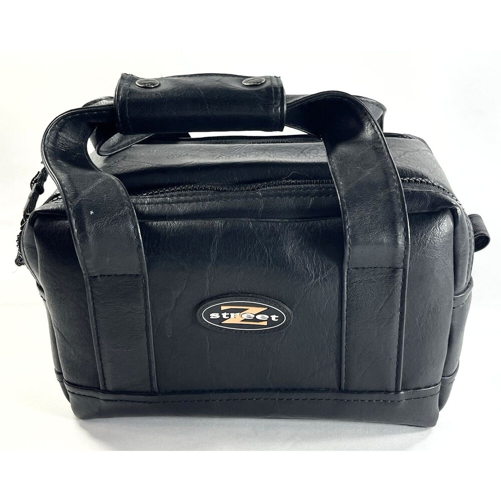 Vintage Z STREET Leather Camera Camcorder Zipper Bag with Handle